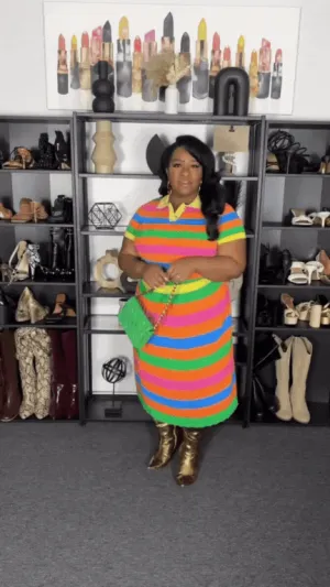 Pre Order:  Striped Polo Shirt and Skirt Set - @nickistyleshercurves