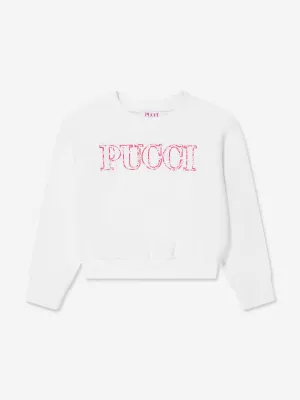 Pucci Girls Logo Sweatshirt in White