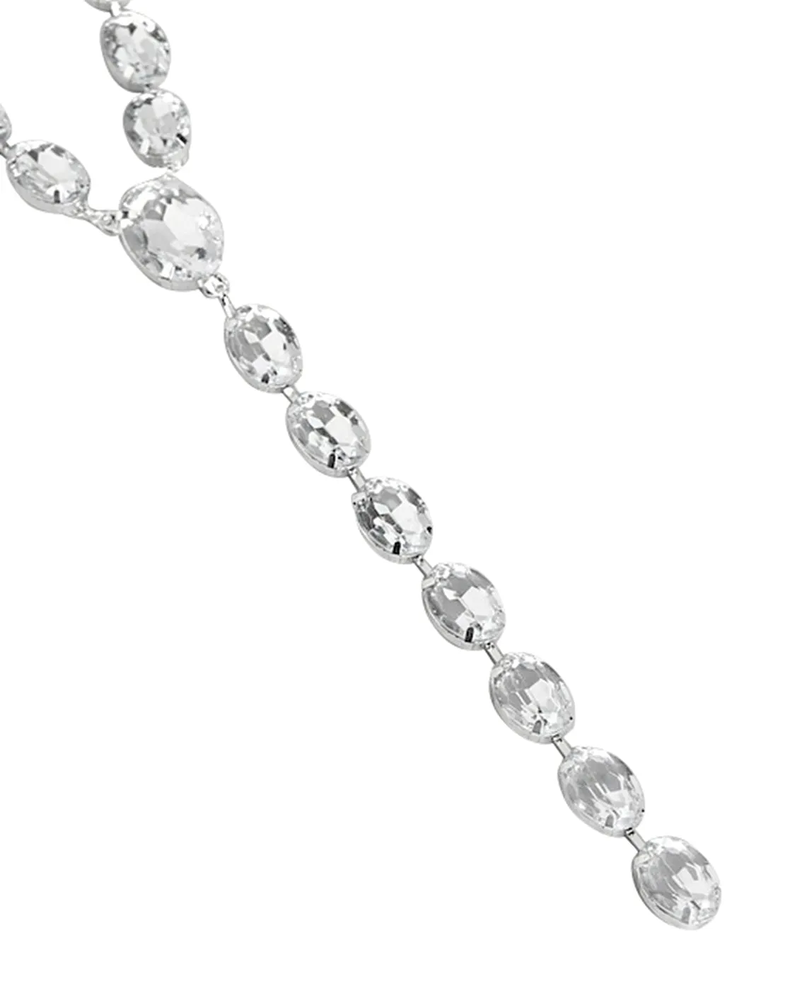 Rhodium Plated With Crystal Fashionable Long Necklace For Women