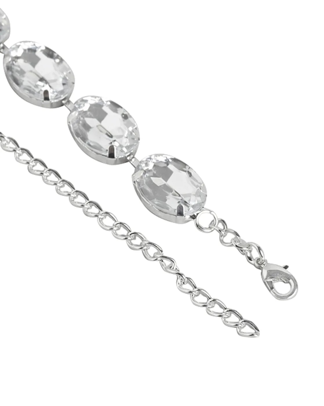 Rhodium Plated With Crystal Fashionable Long Necklace For Women