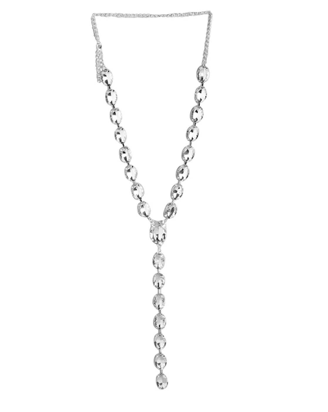 Rhodium Plated With Crystal Fashionable Long Necklace For Women