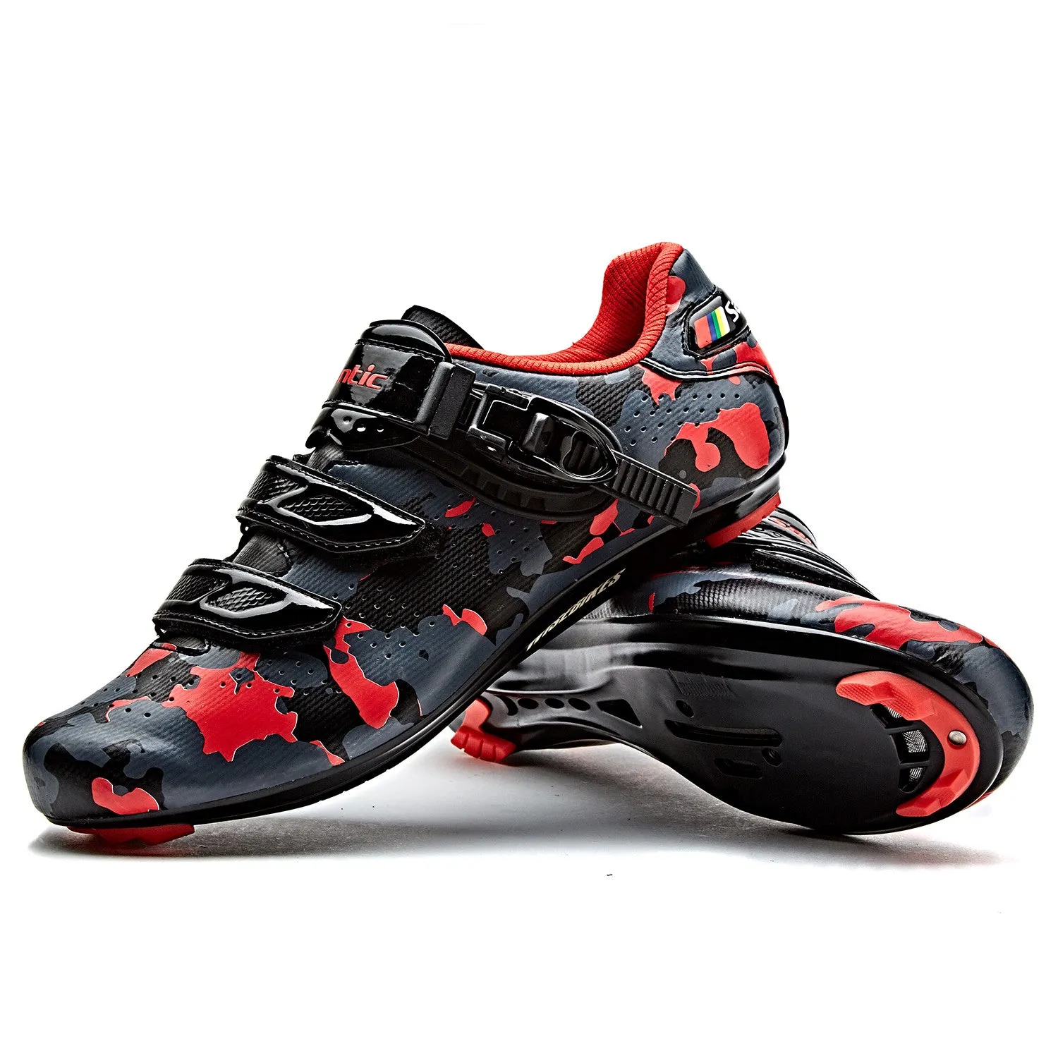 Mens Santic Davee Red Performance Road Cycling Shoes