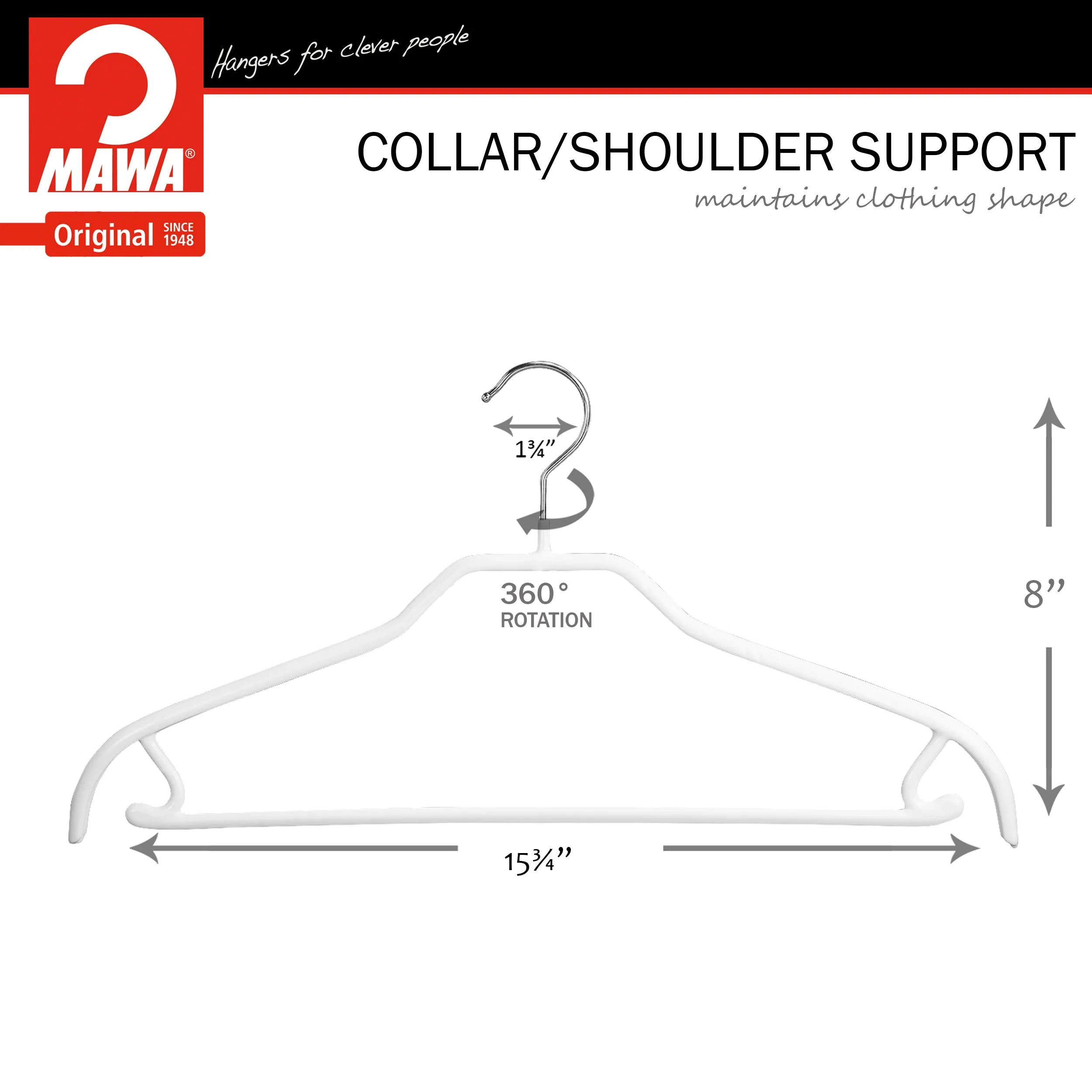 Silhouette Shirt Hanger with Bar & Hook, 41-FRS, White