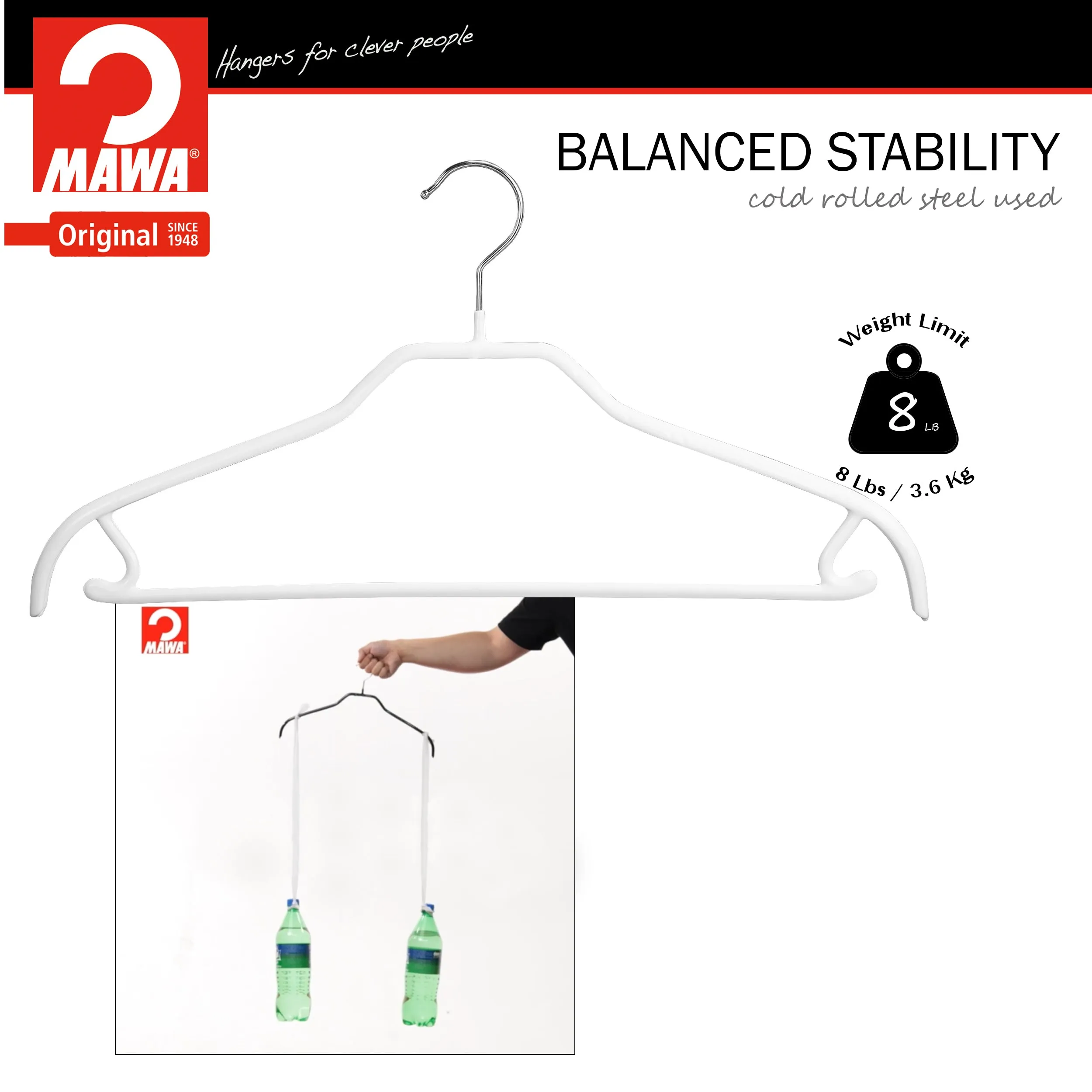 Silhouette Shirt Hanger with Bar & Hook, 41-FRS, White