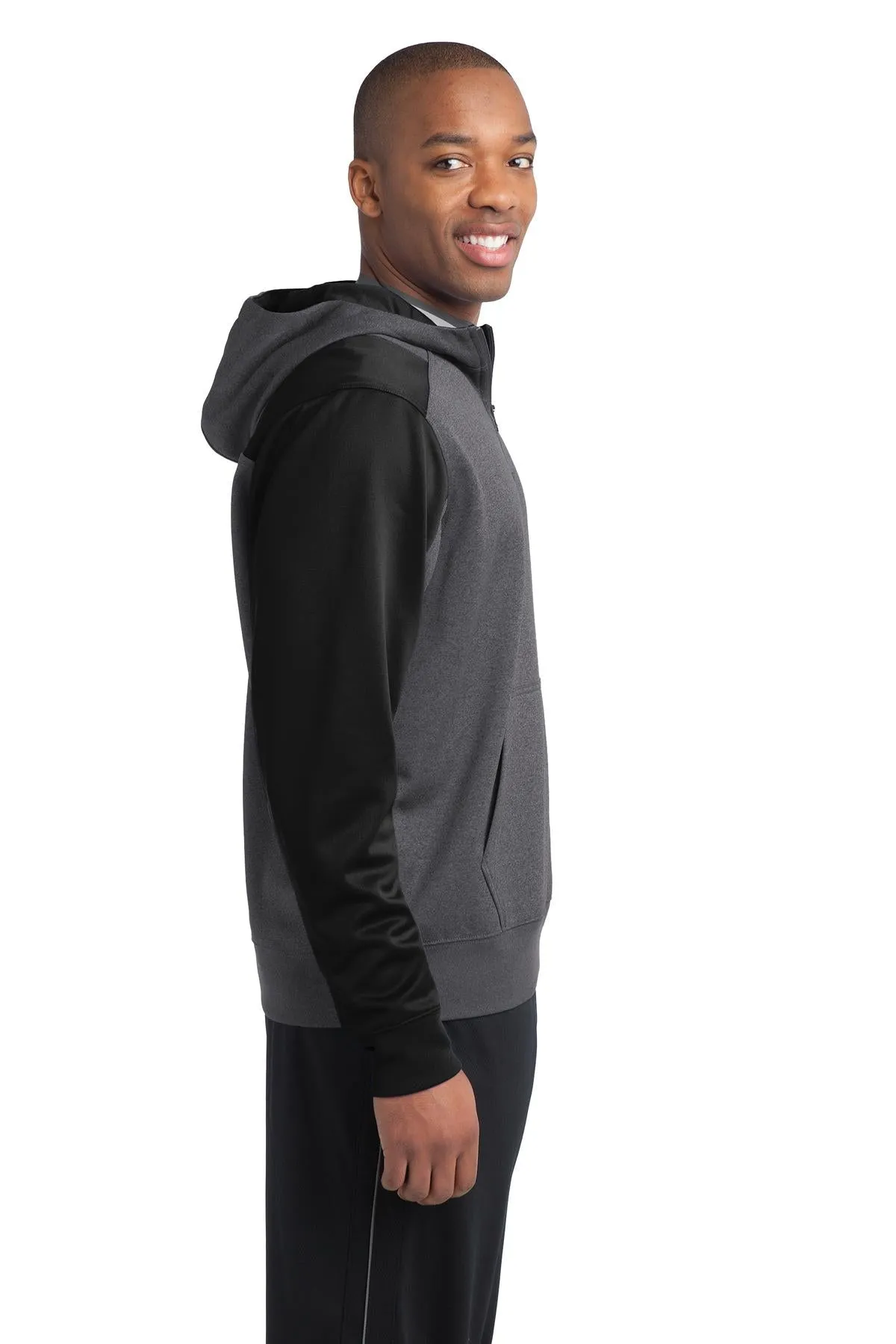 Sport-Tek®  Tech Fleece Colorblock 1/4-Zip Hooded Sweatshirt. ST249