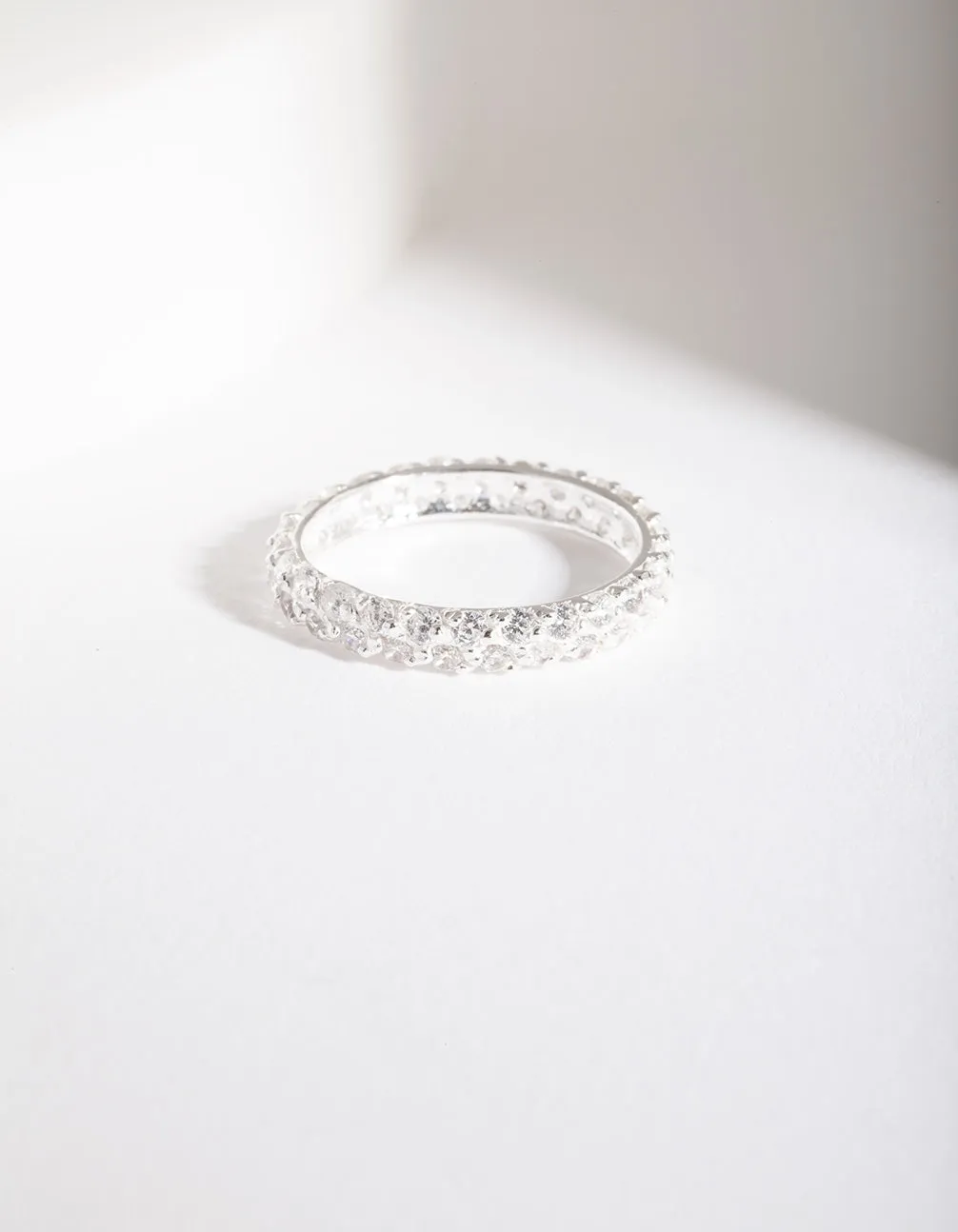 Sterling Silver Statement Cubic Zirconia Eternity Band