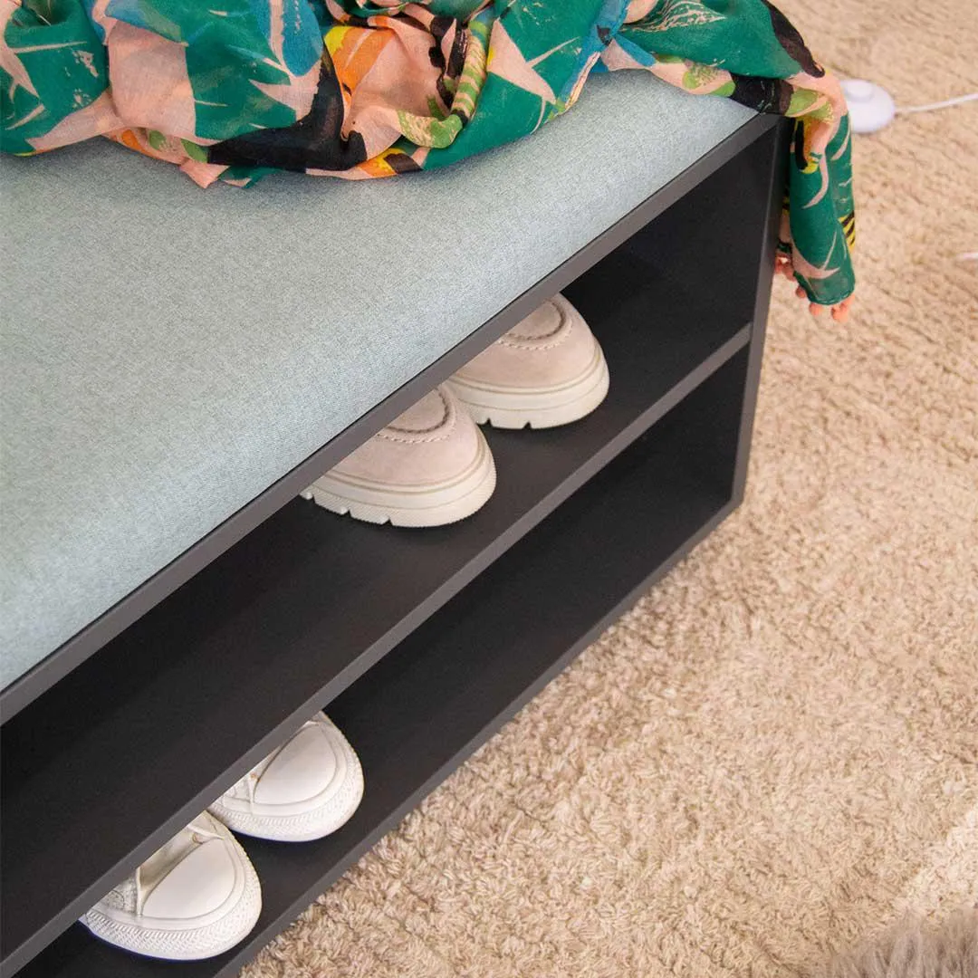 Tom Tom Foyer Shoe Bench - Charcoal -  Seafoam Seat