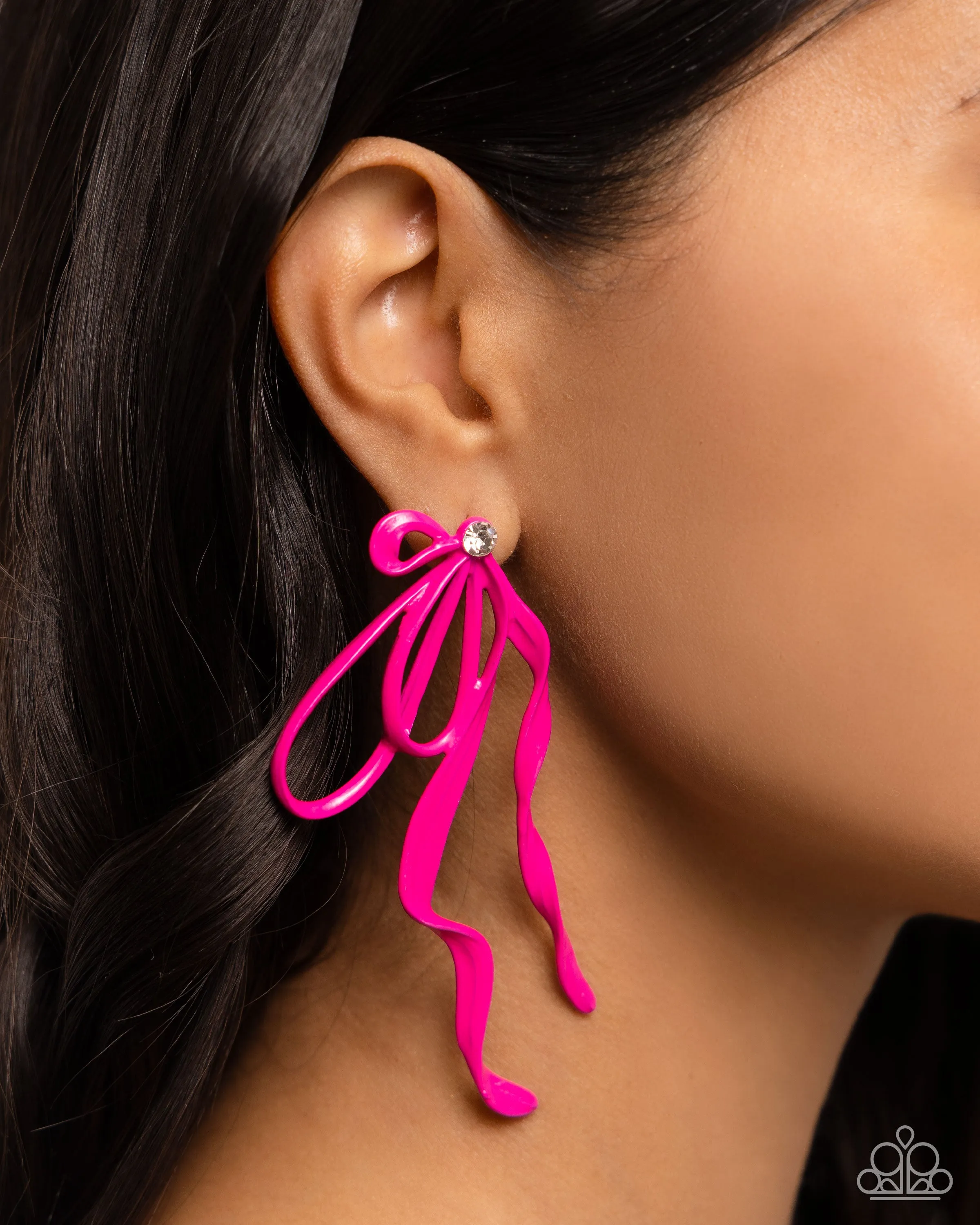 Trendy Tapestry - Pink Post Earrings - Paparazzi Accessories