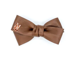 Vegan Leather Twist Hair Bow - Coco Bean