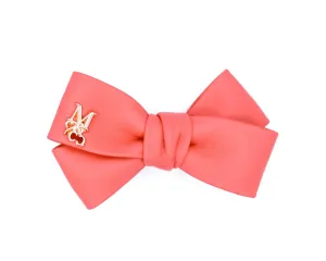 Vegan Leather Twist Hair Bow - Pink Lipstick