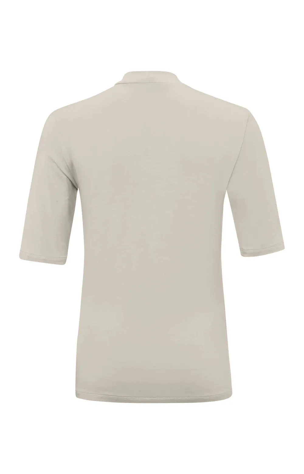 YAYA Soft High Neck T-shirt w Half Slv Silver-Beige